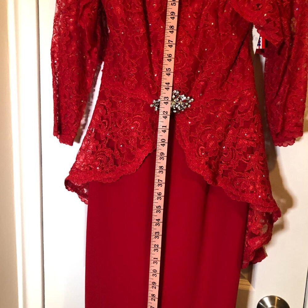 Ideas by Barbara Red Long Gown/Dress 5825-14 Size Small - Picture 8 of 12